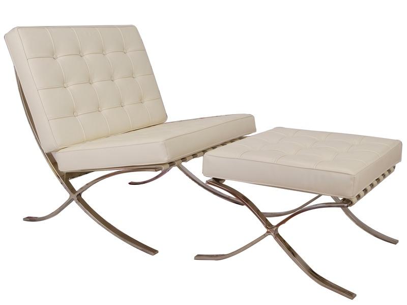 Premium Barcelona Chair Cream Set - Mies Van Der Rohe Replica - DECOMICA